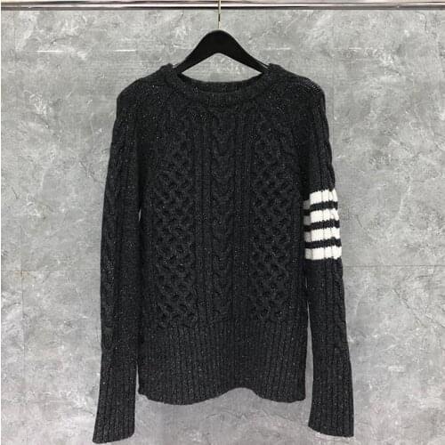 2021 Fashion Brand Sweaters Men Slim Fit O-Neck Pullovers Clothing Striped Pure Wool Thick Winter Casual Coat Ins