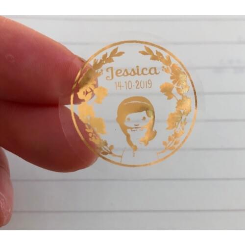 50 Personalized Girl 1st First Holy communion souvenirs stickers custom baptism thank you self- adhesive transparent labels