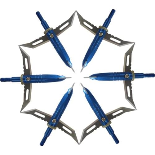 6pcs Blue Broadhead 100 grain hunting Arrowhead 2 baldes for Crossbow/Compound Bow
