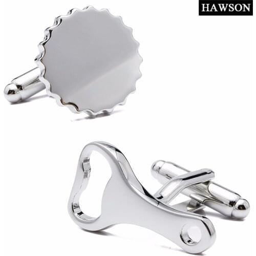 Brand Fashion Jewelry Plain Metal Shinny Bottle Opener Cap Pattern Cufflinks Shipped From United States Russia
