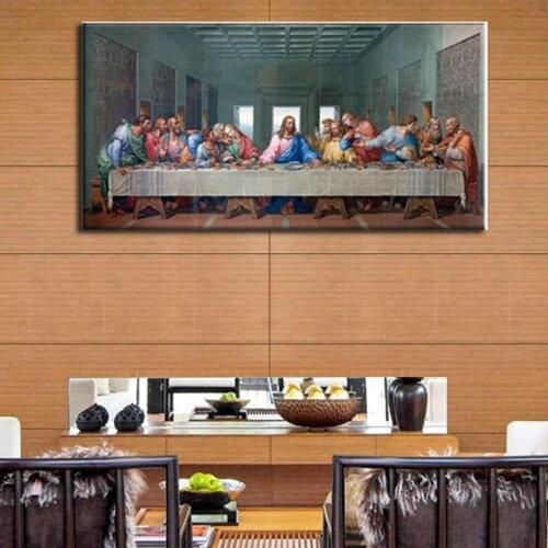 Leonardo Da Vinci Jesus Last Supper Wall Art Canvas Painting Print Picture for Living Room Bed Room Wall Decor Drop Shipping