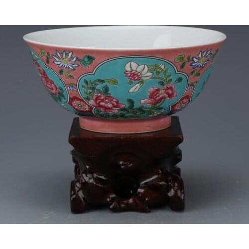 Qing Dynasty Kangxis Antique Bowls Enamel Hand-painted Flower Bowl Porcelain Ornaments