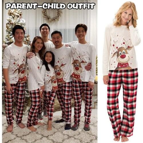 Kids Men Women Sleepwear Family Matching Christmas Elk Pajamas Sets Xmas Pajamas Set JL