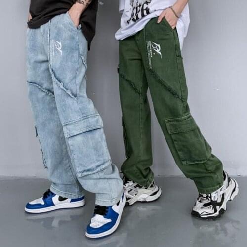 Denim Overalls Mens Spring Autumn Loose Hip Hop Tide Jeans Men close-fitting Pants Long Trousers Women Mens Clothing XXL