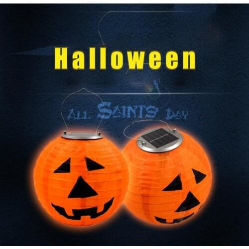 Solar Light Pumpkin Light Non-woven Lantern Halloween Decoration Props Waterproof Garden Party Hanging Decoration Pendant