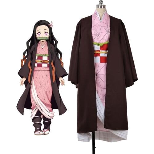 Demon Slayer Kamado Nezuko Cosplay Costume Kimetsu no Yaiba Nezuko Kamado Kimono Cosplay Custom Made Halloween Costume