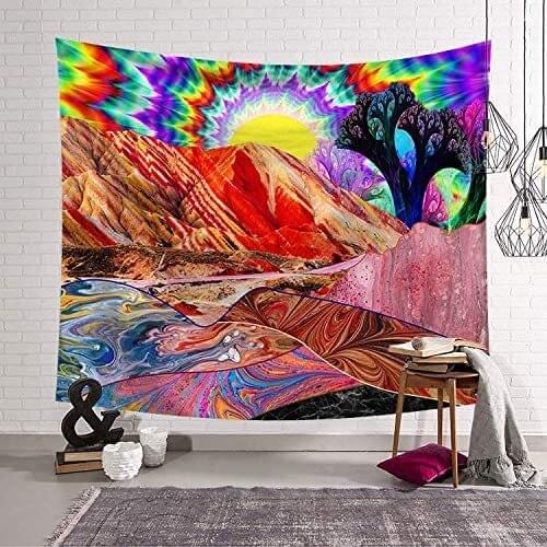 Colorful Art Tapestry Surreal Abstract Astral for Dorm Bedroom Living Room College Nails