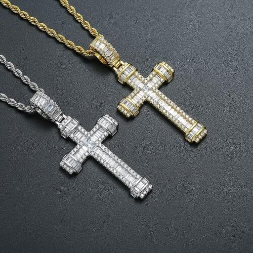 Cross Bling Bling Brass Pendants Mirco Pave Prong Setting AAA CZ Men Hip Hop Jewelry CN337