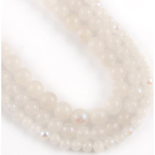 6 8 10mm Natural Stone White Moonstone Round Beads for Jewelry Making DIY Handmade Bracelet Necklace Accessories 15'' Wholesale