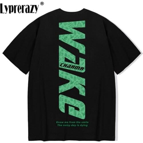 Lyprerazy Men Hip Hop Casual T-shirt Summer Round Neck Loose Tee Shirts Cotton Half Sleeve Streetwear Tshirt