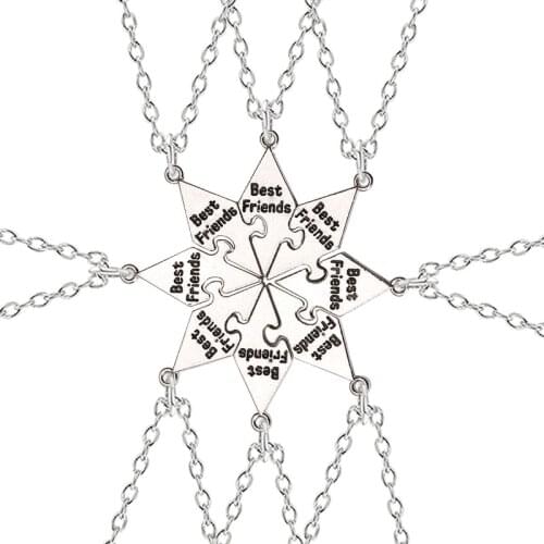 Fashion New Best Friend 8-Piece Set BFF Forever Friendship Good Sisters Three-Dimensional Triangle Alloy Necklace Jewelry 2020
