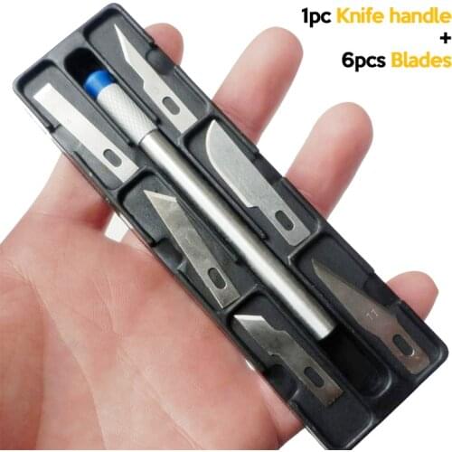 Non-Slip Metal Scalpel Knife Tools Kit Cutter Engraving Craft knives + 6pcs Blades Mobile Phone PCB DIY Repair Hand Tools