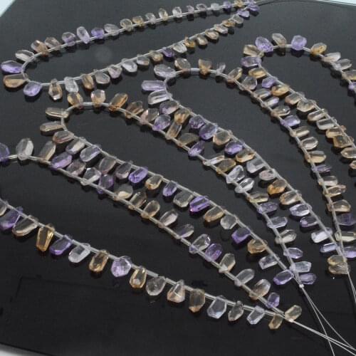 Natural Light Amethyst / Ametrine Faceted Nugget Beads Horizontal Hole 8mm~14mm / 9mm-15mm