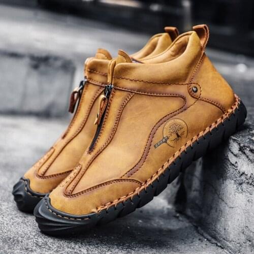 New Mens Casual Shoes Man Walking Sneaker Male Outdoor Footwear Flat Loafer Microfiber Lace Up Ankle Boots Plush Warm Snow Boots
