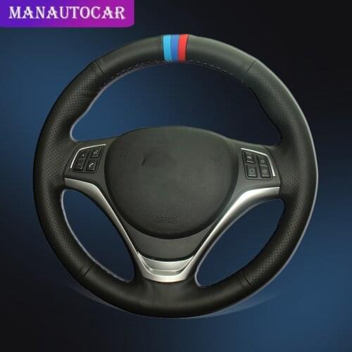 Car Braid On The Steering Wheel Cover for BMW X1 E84 2012 2014 2015 Auto Steering Wheel Covers Interior Accessories Car-styling
