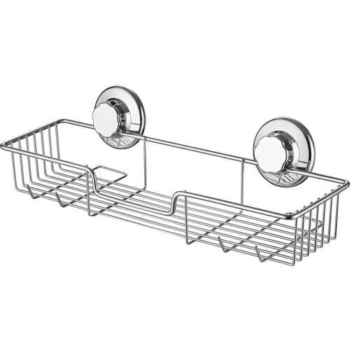 Bathroom Shelf Organizer Shower Storage Rack Stainless Steel Wall Mounted Toilet Shampoo Holder No Drill Vacuum Suction Cup