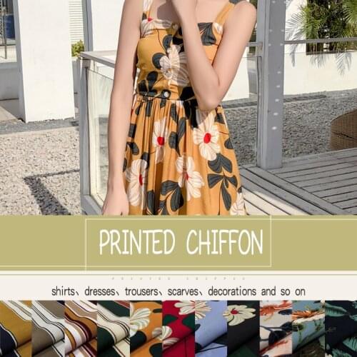 Size100cm*150cm Buulqo Meter Printed Chiffon Fabric Retro Sewing Upholstery Polyester Fabric For DIY Dress Skirt Material Fabric