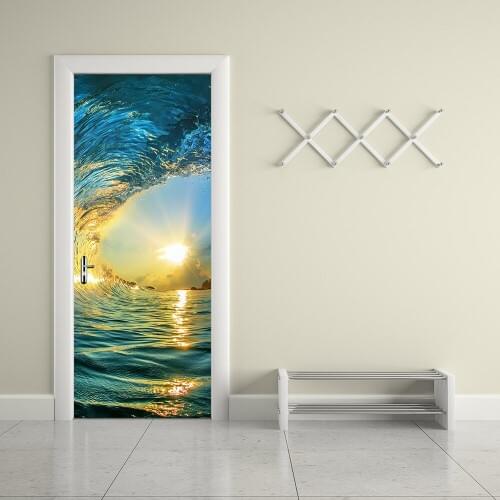 Renovation of Marine Wooden Door at Sunset in Funlife Living Room Door Self-adhesive Decorative Waterproof Door Paste