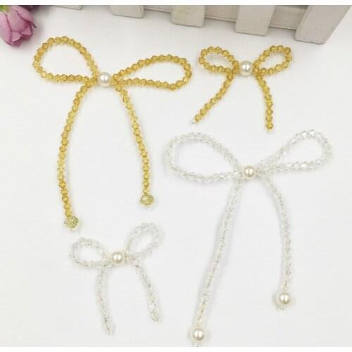 Retro Handmade Beaded Patch Crystal Beads Bow Applique Beaded Earrings Corsage Shoes Flower Clothing Shoes Hats DIY Jewelry