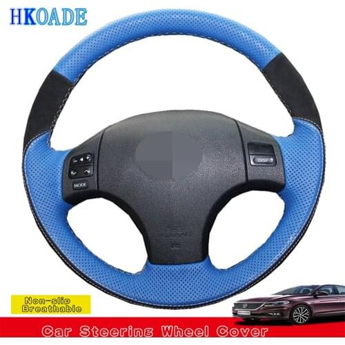 DIY Black Suede Genuine Leather Car Steering Wheel Cover For Lexus IS IS250 IS250C IS300 IS300C IS350 IS350C F SPORT 2005-2011