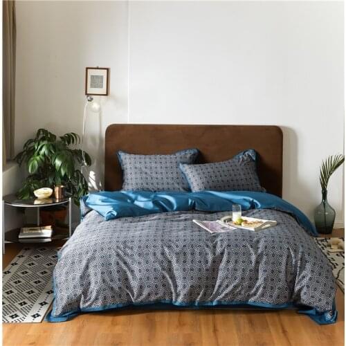 Nordic Geometric Bohemia Duvet Cover set Simple Stylish Blue Grey Egyptian Cotton Soft Bedding Collection Double Full Queen King