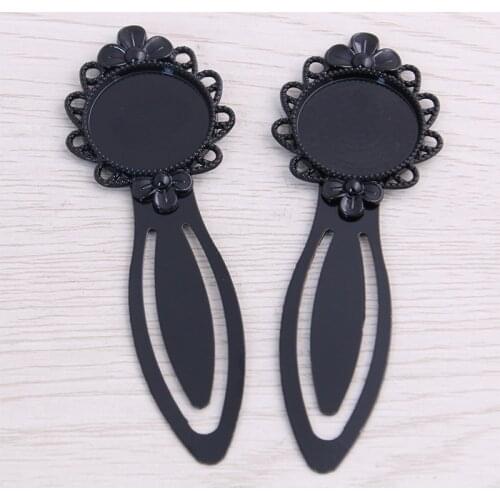SWEET BELL High Quality 5pcs 20mm Inner Size Black Vintage Style Handmade Bookmark Cabochon Base Cameo Setting