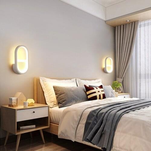 Modern Simple Wall Lamp Black whiteLED Light Bedroom Hotel Wall Lamp Ellipse Creative LED Lights for Living Room Study Corridor