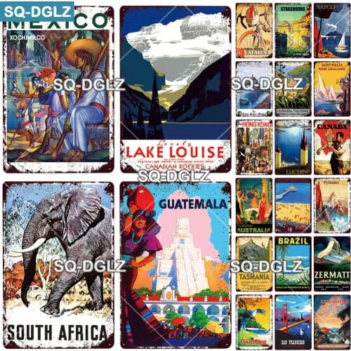 [SQ-DGLZ]City Metal Sign Vintage Plaque National Plate Decor For Pub Bar Wall Decor Tin Sign Travel Poster Country View