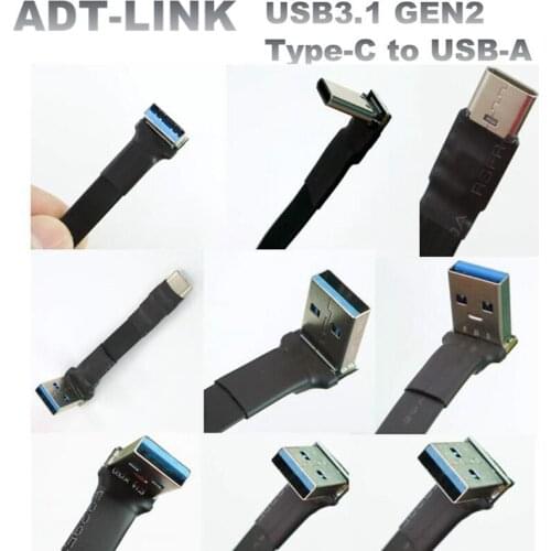 USB3.1 Flat Cable USB Extension Cable GEN2 Type C To Type A Connector Data Cable Straight/Right Angled USB-A USB-C Riser Adapter