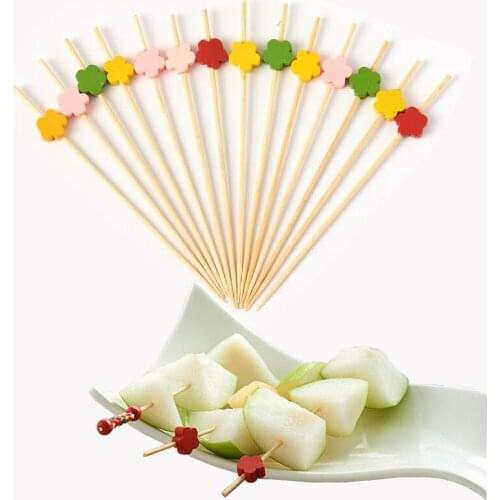 XUNZHE 100Pcs 12cm Plum blossom fruit Fork Sticks Buffet Cupcake Toppers Cocktail Forks Wedding Festival Decorations Birthday