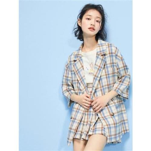 Womens Skirt Suit 2021 Summer New Plaid Korean Jacket Casual Design Sense Suit Skirt Two Piece Set Formal Skirts Suits for Women