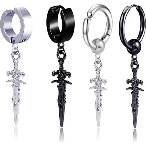 New Design Night Sword Pendant Earrings For Women men Stainless steel Geometric Stud Ear Jewelry Party Gifts 2 pieces