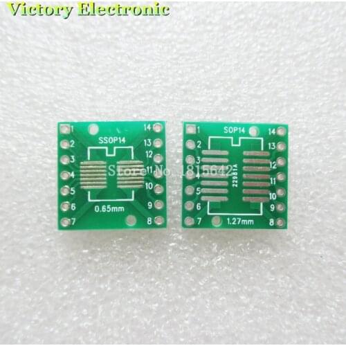 20PCS/Lot SOP14 SSOP14 TSSOP14 to DIP14 Pinboard SMD To DIP Adapter 0.65mm/1.27mm to 2.54mm DIP Pin Pitch PCB Board