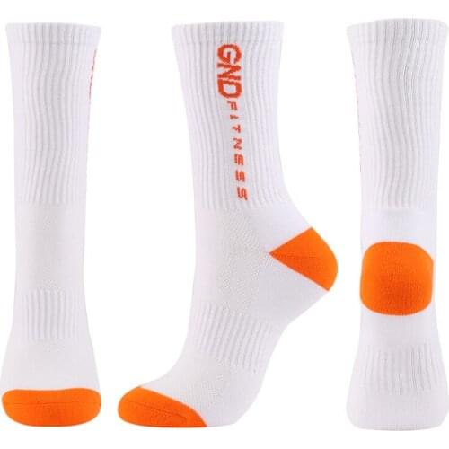 Customized white half-Terry jacquard 100% combed cotton jacquard sports socks