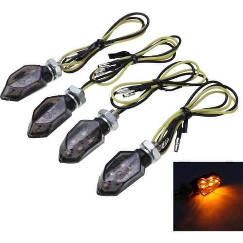 4PCS Mini Motorcycle Smoke Lens Turn Signal Light 5 SMD LED 12V Amber Blinker Indicator Lamp Two Wire Accessories