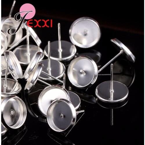 Wholesale 50pcs/lost 925 Sterling Silver Stud Earring Components Pins Needles DIY Ear Findings Jewelry Accessories