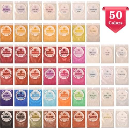 BIUTEE 50 Colors Mica Pigment Lip Gloss Pigment Glitter Beauty Lip Colors Art Design For Nail Art Make Up 10g 5g each