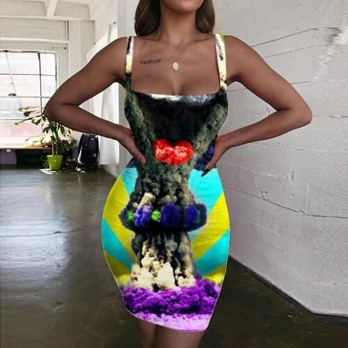 Giyu Brand Clown Dress Women Colorful Bodycon Dress Hip Hop Sundress Party Ladies Dresses Womens Clothing Party Vintage Beach