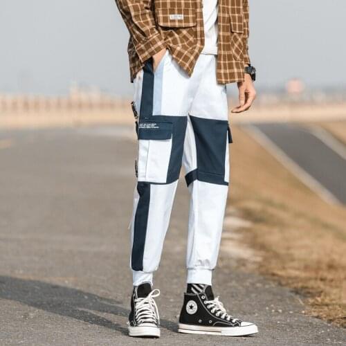 Man Jogger Cargo Pants Side Pockets Loose Style Mens Sweatpants Fashion Novel High Street Casual Pants Mens Streetwear Pants