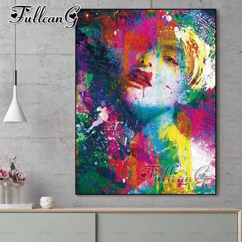 FULLCANG diy 5d diamond mosaic colorful watercolor beauty diamond painting full square round diamond embroidery sale FC2342