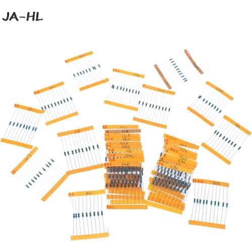 Hot 300pcs/set 30 Kinds 1/4W Resistance 1% Metal Film Resistor Pack Assorted Kit 1K 10K 100K 220ohm 1M Resistors Dropshipping