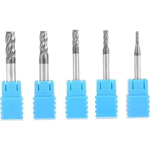 5Pcs Tungsten Carbide End Mill 4-Flute Milling CNC Rotary Burrs Set Cutter Tool End Mill Accessories
