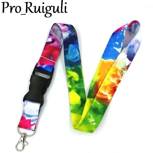 Colorful smoke Neck Strap Lanyards ID badge card holder keychain Mobile Phone Strap Gift Ribbon webbing necklace