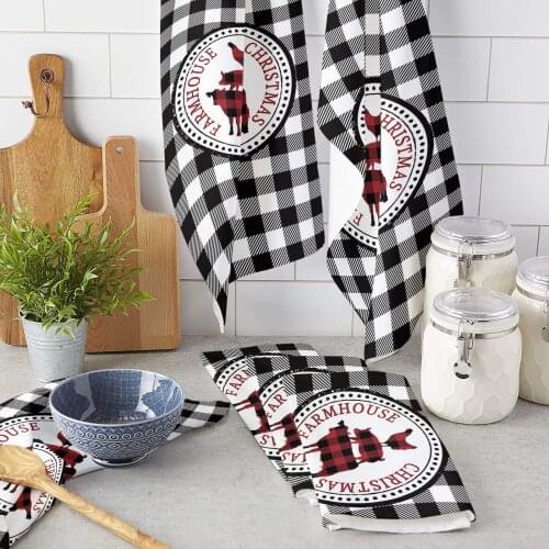 Kitchen Towel Farm Lattice Cow Pig Chicken To Remove Oil Stains For Home Dust Cleaning Microfiber Towels Dish Towel For Kitchen