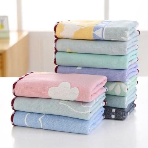 BaiHua 10pcs/Set Thicken Six-layer Gauze Jacquard Square Scarf 25*25 Square Towel Set Cotton Baby Infant Childrens Face Scarf