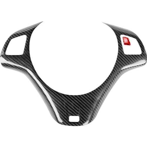 Carbon Fiber Steering Wheel Sticker & Red M Button Trim Cover Replacement for BMW 3 Series E90 E92 E93 M3 Sedan 2007-2011