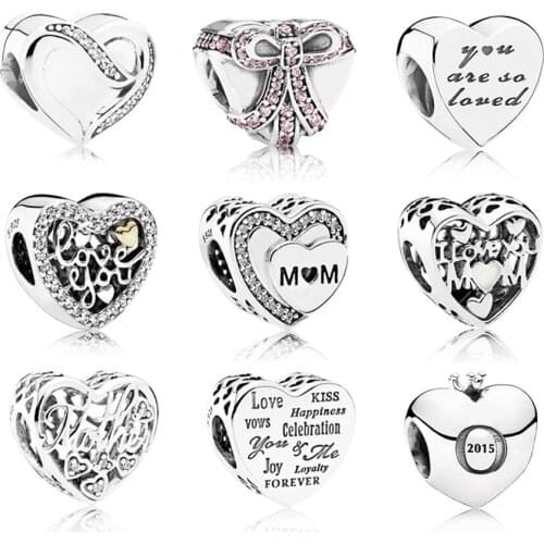 New Fashion Exquisite Charm 100% Real 925 String Mothers Day Gift Letter For Diy Bracelet Original Lady Mother