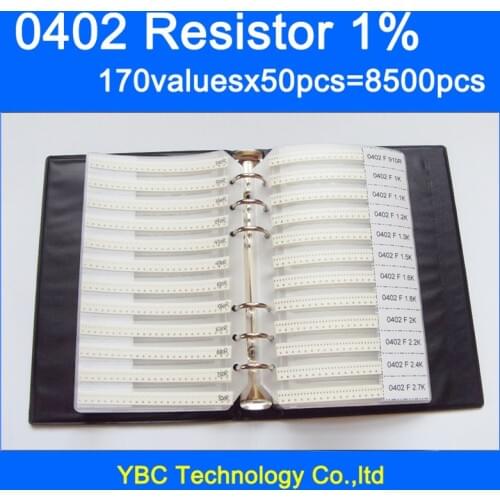 0402 SMD Resistor Sample Book 1% Tolerance 170valuesx50pcs=8500pcs Resistor Kit 0R~10M
