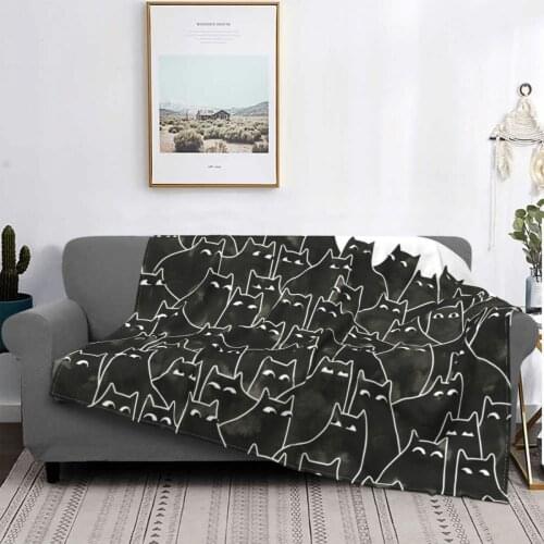 Suspicious Cat Blankets Coral Fleece Plush Spring/Autumn Animals Pet Portable Warm Throw Blanket for Sofa Bedroom Plush Thin