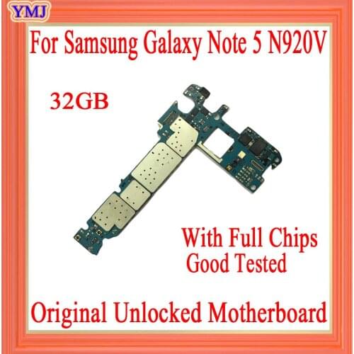 Original unlocked for Samsung Galaxy Note 5 N920V Motherboard with Android System,32GB for Note 5 N920V Mainboard,Good Tested